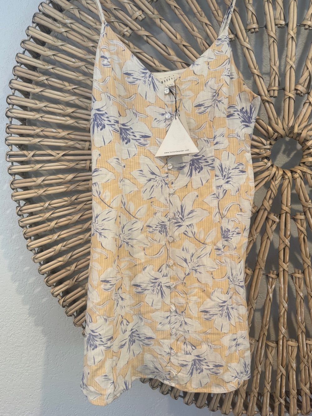 Love + Wonder Floral Print Spaghetti Strap Dress in Yellow and White